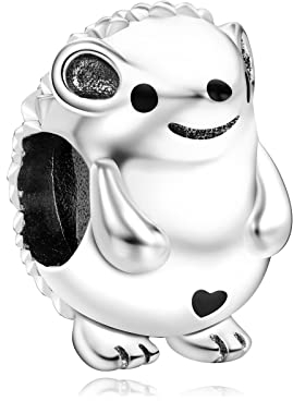 Amuefer Hérisson Mignon Charmes pour Bracelets, Argent Sterling 925 Pendentif en Zircon Cubique, Cadeaux de Fête des mères Saint-Valentin Noël pour Femmes Amis