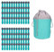 96 pinzas para la ropa con resortes de compresión de acero inoxidable, tacto suave turquesa, 1 bolsa de lona para pinzas de la ropa, color turquesa y gris
