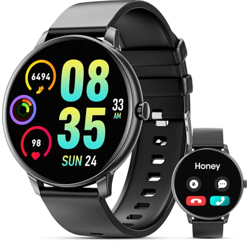 Joautrial Smartwatch für Damen Herren mit Bluetooth Anruf, 1.39“ Smart Watch mit Herzfrequenz Schlafmonitor, Kalorien Schrittzähler, 100+ Sportmodus, Fitnessuhr Uhr für Android iOS (Schwarz)