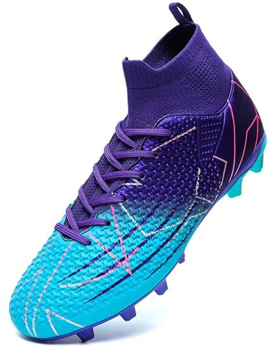 VTASQ Botas de fútbol para niños, zapatos de fútbol profesionales para adolescentes, zapatillas de atletismo, para exteriores, antideslizantes, para entrenamiento, zapatos de fútbol de caña alta,
