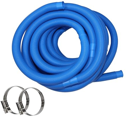HAF® Hochwertiger Pool Schwimmbadschlauch 32mm Blau 9 Meter für Garten & Schwimmbad | Solarschlauch inkl. 2X Edelstahl Schlauchschellen | Poolschlauch | Pumpenschlauch - Qualität: Made in Germany