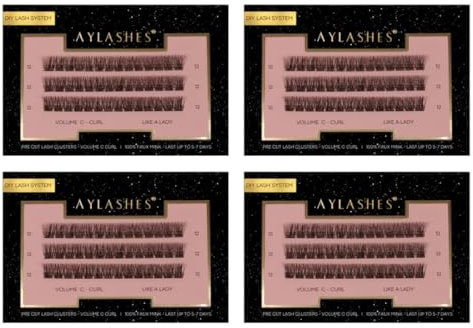 AYLASHES - DIY Wimpernextensions Pre Cut Box LIKE A LADY Wimpernbänder | bis zu 7 Tage Halt | Wimpern DIY Set für zu Hause | künstliche Wimpern | lash extension set (Long, 10mm-12mm-14mm-16mm)