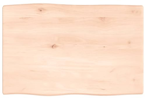 vidaXL Tischplatte, Holzplatte für Tisch Esstisch Couchtisch, Massivholzplatte Handgefertigt mit Baumkante, Ersatztischplatte, 60x40x2cm Massivholz Eiche Unbehandelt