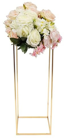 Gold Hochzeitsvase Säule mit Eisenplatte, Metall Blumenboden Vase 60cm Hoch, Goldene Blumenhalter für Home Party Hochzeit Dekorationen