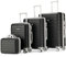 PROVITERA Set aus 4 Hartschalenkoffer aus ABS mit Beautycase, Koffer mit Teleskopgriff und Easy Roll-Rollen, Trolley mit Schloss und Codeschloss, Handgepäck, modernes Design, Schwarz, 50 x 28.5