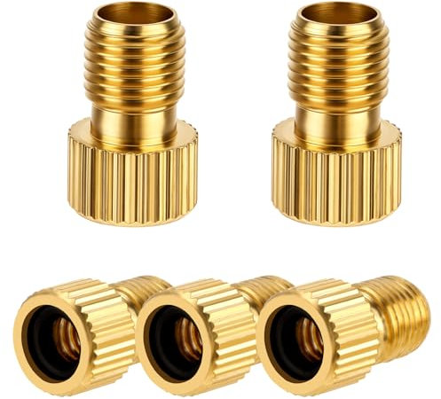 Giantree Brass Presta Valve Adapter, 5 Pack Presta Valve Adapter to Convert Presta to Schrader for Bikes and Inflate Tires with Standard Bicycle Pump or Air Compressor for Bikes Motocycle and Cars(5)