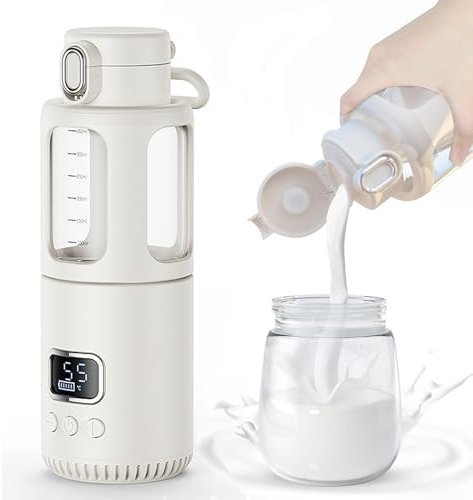 Kocusu Scaldabiberon per bambini, in viaggio, con livello dell'acqua, portatile, 18000 mAh, scaldabiberon per viaggi, regolabile a 37 ~ 55 °C, riscaldamento rapido, 350 ml