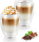 KAMEUN Doppelwandige Kaffeegläser, 2er Set 350ml Latte Macchiato Gläser, Borosilikatglas Thermogläser, Cappuccino Gläser für Tee, Milch, Bier, Eis