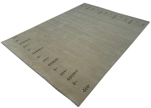 WAWA TEPPICH Handgewebter Wollteppich Gold 140 x 200 cm | Handgewebter Wollteppich aus 100 % Wolle, handgefertigt in Indien