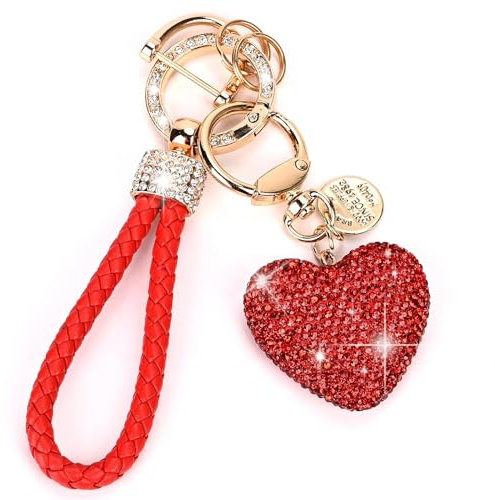 Porte Clé Coeur, Paillettes Strass Porte-Clés, Porte-Clés Pendentif, Porte Clef Voiture Femme, Porte Clé Couple, Porte-clés Cœur Rouge pour Couple Cadeau, Saint Valentin