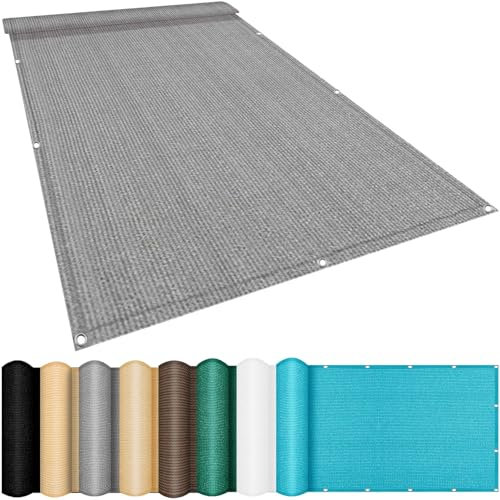 Sonnensegel, 1,5 x 8 m, UV-Block, Terrassenüberdachung mit Ösen für Garten, atmungsaktives HDPE-Polyester, Outdoor, Hellgrau