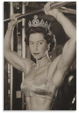 BNCEDJK Leinwandposter Queen Elizabeth Flexing Her Muscles, Wandkunst, Dekordruck, Bild Gemälde für Wohnzimmer, Schlafzimmer, Dekoration, 30 x 45 cm