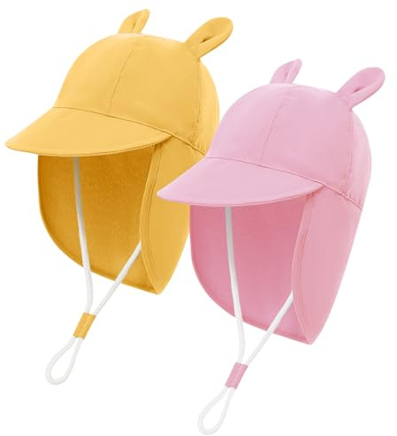 MK MATT KEELY 2 PCS Sombrero de Sol Bebé Gorro de Playa Protección UV Verano Niños Niñas con Protección de Cuello