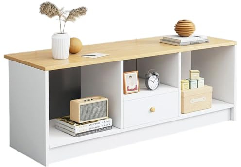 Laneryin TV Schrank, Lowboard Fernseher Schrank mit Türen, TV-Regal für Fernseher, Multifunktional Fernsehtisch für Wohnzimmer 90x30x40cm weiß