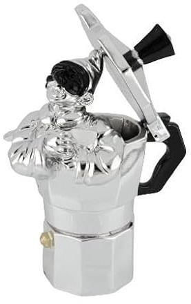 Generico Dekorative Kaffeekanne aus versilbertem Harz mit Pulcinella, 16 cm, italienischer Stil