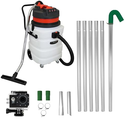 Gutter Cleaning System 90L Wet & Dry Hoover 24ft Vacuum Pole Kit 1.2m - 7.2m Long Reach 4K Camera Real Time Inspection 4x Zoom Wide Angle Aluminium Nozzles 3000W Triple Motor Industrial Carry Bag