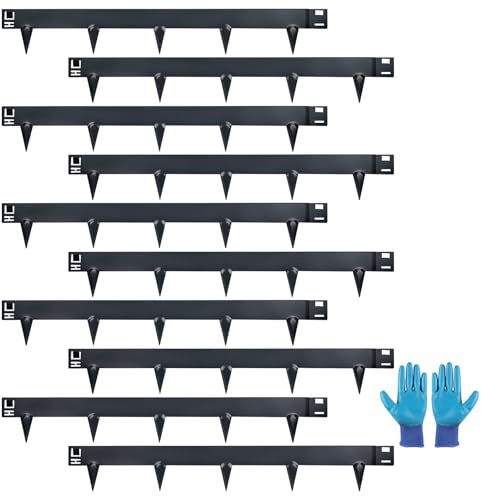 LALAGO Bordure Acier Corten Métal 10m, Bordure de Pelouse Flexible en Hauteur de 15cm - Marteler Simplement la Bordure - 10pcs x 1m Bordure de Jardin + 1 Paire de Gants de Montage (Anthracite)