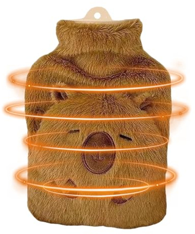 Wärmflasche Capybara Form Mit Langanhaltender Wärmespeicherung Und 1000 ml | Heißwasser Flasche Für Schule Reisen Schulter Beine Nacken Camping Rücken Hand Männer Frauen Kinder