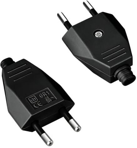 2 Pièces Fiche Européenne Plate 250V 2.5A Prise Electrique Male | Fiche Electrique,D'alimentation Domestique Décorative à Encastrer ou à Remplacer (Noir)