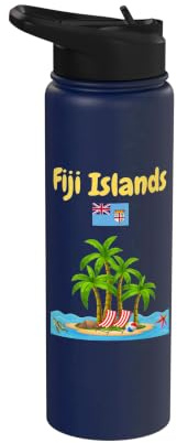 Fiji vacanza souvenir Palma spiaggia tartaruga bandiera Fijian Stainless Steel Insulated Water Bottle