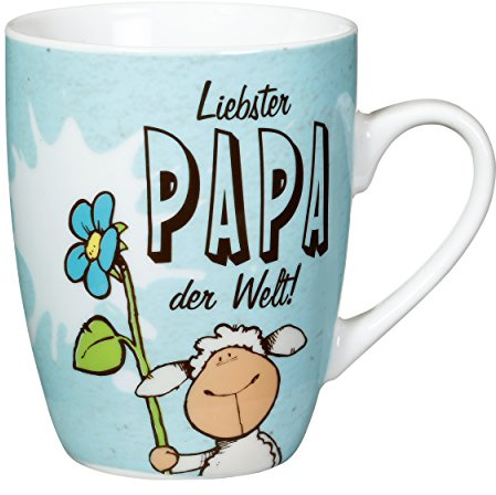 Nici Fancy Mugs Tasse Liebster PAPA der Welt, Porzellan, blau, 10.5 x 12 x 8.5 cm