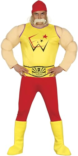 Fiestas Guirca Champion Wrestler Kostüm Herren mit Muskel Suit - Größe M 48 – 50 - Ringkämpfer Kostüm Karneval, Ringer Anzug, Catcher Muscle Suit Kostüm Fasching, Lustige Kostüme Männer