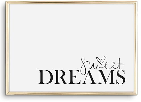 Tales by Jen Kunstdruck, Sprüche Poster: Sweet Dreams | Stilvolles Premium Poster auf hochwertigem Papier | Moderne Schlafzimmer Deko, schwarz weißes Wohnaccessoires und Wand Bild | Ohne Bilderrahmen