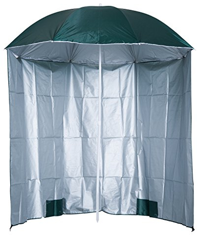 Outsunny Sonnenschirm Strandschirm Sonnenschutz mit Seitenwand Strand Polyester Dunkelgrün 2,2 x H2,2m