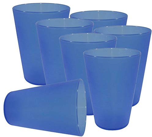 P-D-W 2 Plastic Drinking Cups Party Cups 400 ml Red Yellow Orange Blue Green Transparent Diameter 57/85 mm Height 115 mm – Choice of Colours – Suitable for Children (Blue)