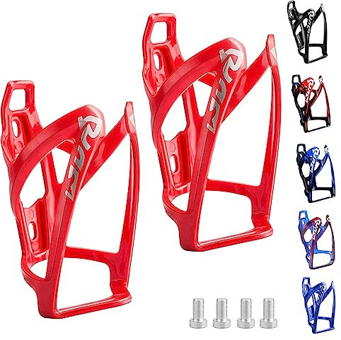 Suruid Bouteille d'eau de vélo, Porte-Bouteille d'eau léger et Solide pour Le Cyclisme en Plein air, 2 Pack (Rouge)