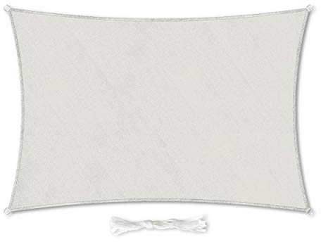 Hometex Premium Textiles Sonnensegel 3×4m Rechteckig inkl. Befestigungseile | Sahne | Sonnenschutz ideal für Garten, Terrasse, Balkon, Camping | Windabweisender Schattenspender