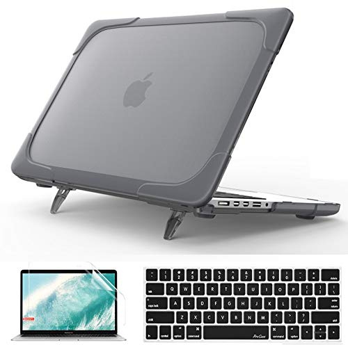 QYiD Coque pour MacBook Pro 16 Pouces 2019 Release A2141 avec Touch Bar & Touch ID, 2 in 1 Rigide Shockproof Matte Protective avec Couverture de Clavier & Protection d'écran pour MacBook Pro 16, Gris