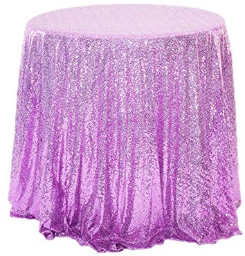 Herbests Glitzer Pailletten Tischdecke,Tischdecke Abwaschbar Rund 120cm,Tischläufer Stoff Tischtuch Tischwäsche Tafeltuch für Geburtstag, Hochzeit, Party, Halloween, Weihnachten,Lila