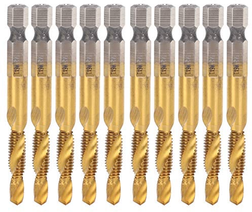 10 pièces M6 HSS Kit de taraud à vis, ensemble de forets en spirale, outil de foret de taraudage, accessoire de taraud à flûte en spirale Composite de revêtement Ti