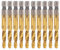 10Pcs M6 HSS Screw Tap Kit, Spiral Drill Bit Set Tapping Drill Bit Tool, Ti Coating Composite Spiral Flute Tap Accessory