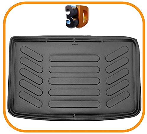 Trimak Passgenau 3D Kofferraumwanne Kompatibel mit Renault Captur 1 Gen 2013-2020 Kofferraummatte Schutzmatte Auto Zubehör Antirutschmatte Kantenschutz Kofferraumwann TPE Gummi Dauerhaft Schwarz