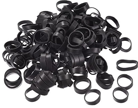 sourcing map Rubber Band Loop Stretchable Rubber Elastic Band Black 0.7inch Dia for Home Office, Pack of 300