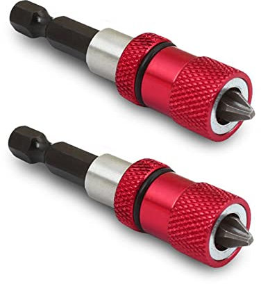 SeonFook 2 PCS Magnetic Bit Holder with Phillips PH2 Screwdriver Bits, 1/4 Inch Hex Shank Driver Bits Adjustable Depth Screw Holder Drywall Screw Bits Setter Dimpler [60mm]
