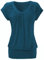 DOTIN Damen T-Shirt V-Ausschnitt Kurzarmshirt Causal Oberteil Falten Tops Stretch Tunika Basic Tee, Blau, XL