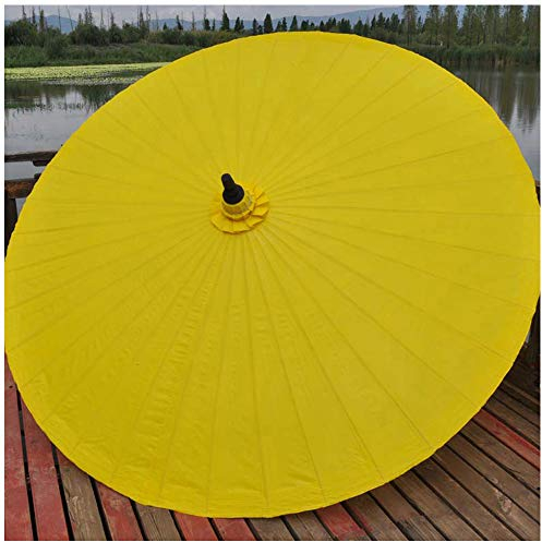 JYCCH 2 m Bambus-Strandschirm, wasserdichter Garten-Sonnenschutz, runder Ölpapier-Regenschirm für Außenterrasse, Villa, Restaurant (gelb)