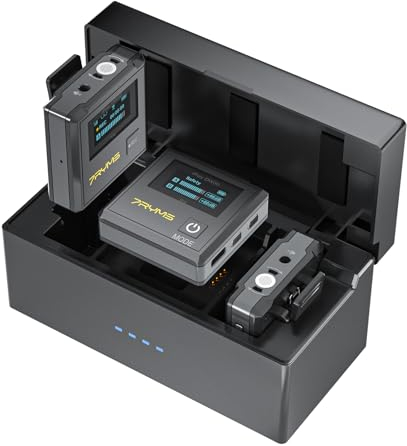 7RYMS Microfono Wireless Lavalier, iRAY DW30 2.4GHz On-Board Microfono Lavalier con Charging Case Senza Fili per Smartphone,iPhone,Android,DSLR Reflex,Videocamera,Tablet,Computer