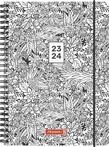 BRUNNEN Schülerkalender „ZENart“ 2023/2024 2 Seiten = 1 Woche A5 schwarz/weiß