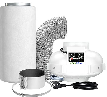 GrowPRO Lüftungsset 800m3/h AC Budget Temperaturgesteuert inkl. Aktivkohlefilter und Zubehör