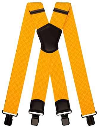 Olata Tirantes para Hombre en X, Pieza de Cuero, 50 mm | Tirantes en X de 50 mm ajustables con escudo trasero de piel y clips fuertes; sujeción segura y cómoda.
