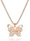 YAHOYA Exquis Mode Gracieuse Pendentif Papillon Collier Rose Or Opale Papillon Pendentif Collier Délicat Pull Chaîne Bijoux