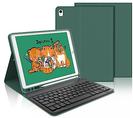 IVEOPPE iPad 9. Generation Tastatur mit Magnetisch Abnehmbarer Hülle für iPad Air 3/Pro 10.5 (Kompatibel mit 7./8./9. Generation), Dunkelgrün