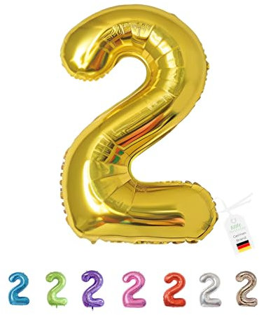LITTLE BIRTHDAY | Zahlen Luftballon | Folienballon | Helium Gas Balloon Ballon | 101 cm | 0 1 2 3 4 5 6 7 8 9 in vielen Farben | Geburtstag | Kindergeburtstag | Deko | gold 2