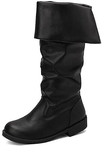 Chic Medival Renaissance Piraten Boot Männer Western Boot Ritter Boot Cosplay Boot(44, Black)