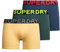 Superdry Herren Boxer Triple Pack Boxershorts, Drk Indg Bl MRL/BCK Grn MRL/Ntcl YLW MRL,