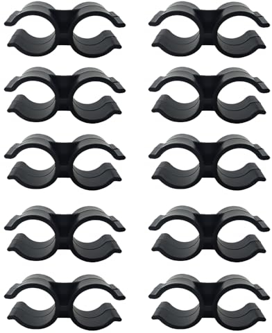 Morsetti per tubi in nylon a doppia presa, confezione da 10, 24 mm, connettori per aste per mensole, morsetti per pannelli di recinzione, morsetti in plastica, morsetti per tubi doppi in plastica,
